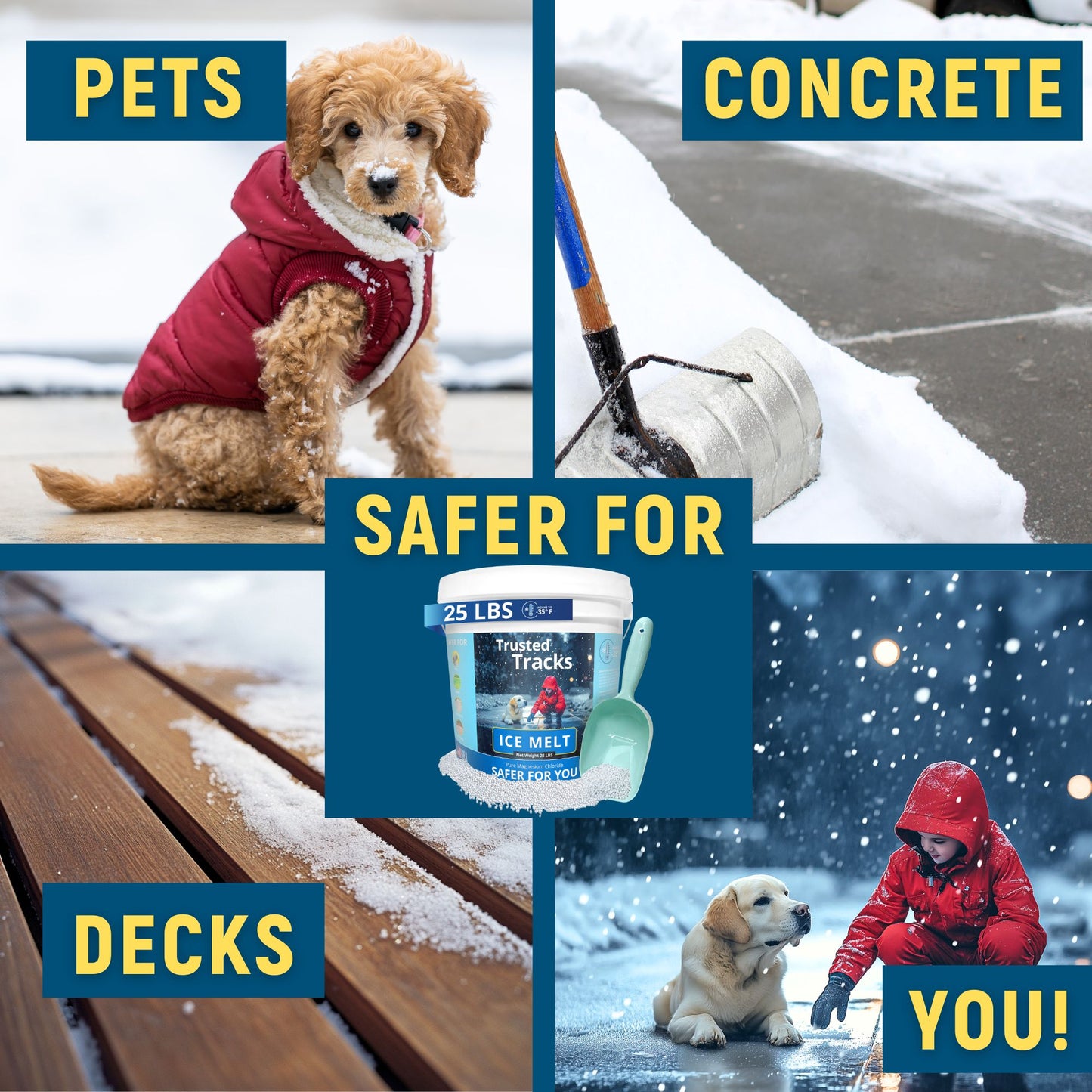 25 LBS Pet Safe Ice Melt, Premium Snow Melter, Pure Magnesium Chloride with Scoop - Ships Same Day